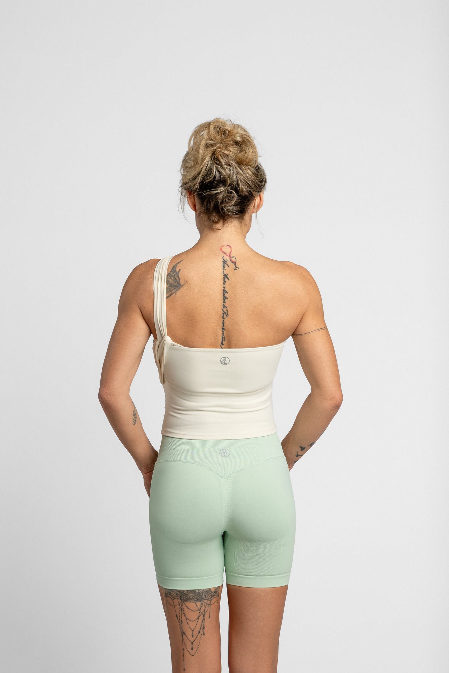 Aura Asymmetric One-Shoulder Tank – Beige