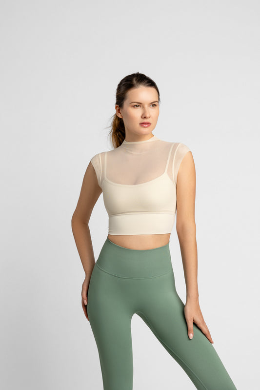 Ethereal Mesh Layered Crop – Sandstone