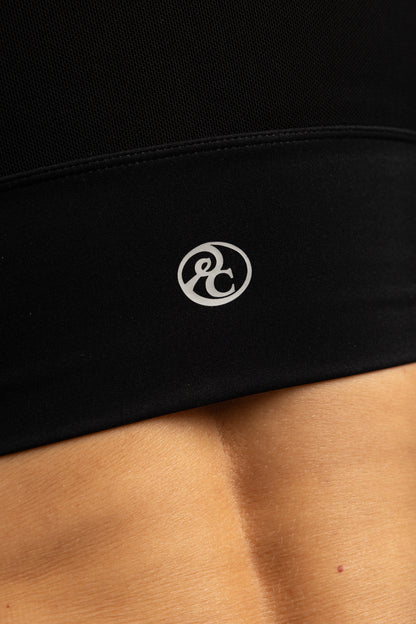 Ethereal Mesh Layered Crop – Black