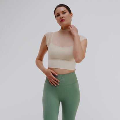 Ethereal Mesh Layered Crop – Sandstone